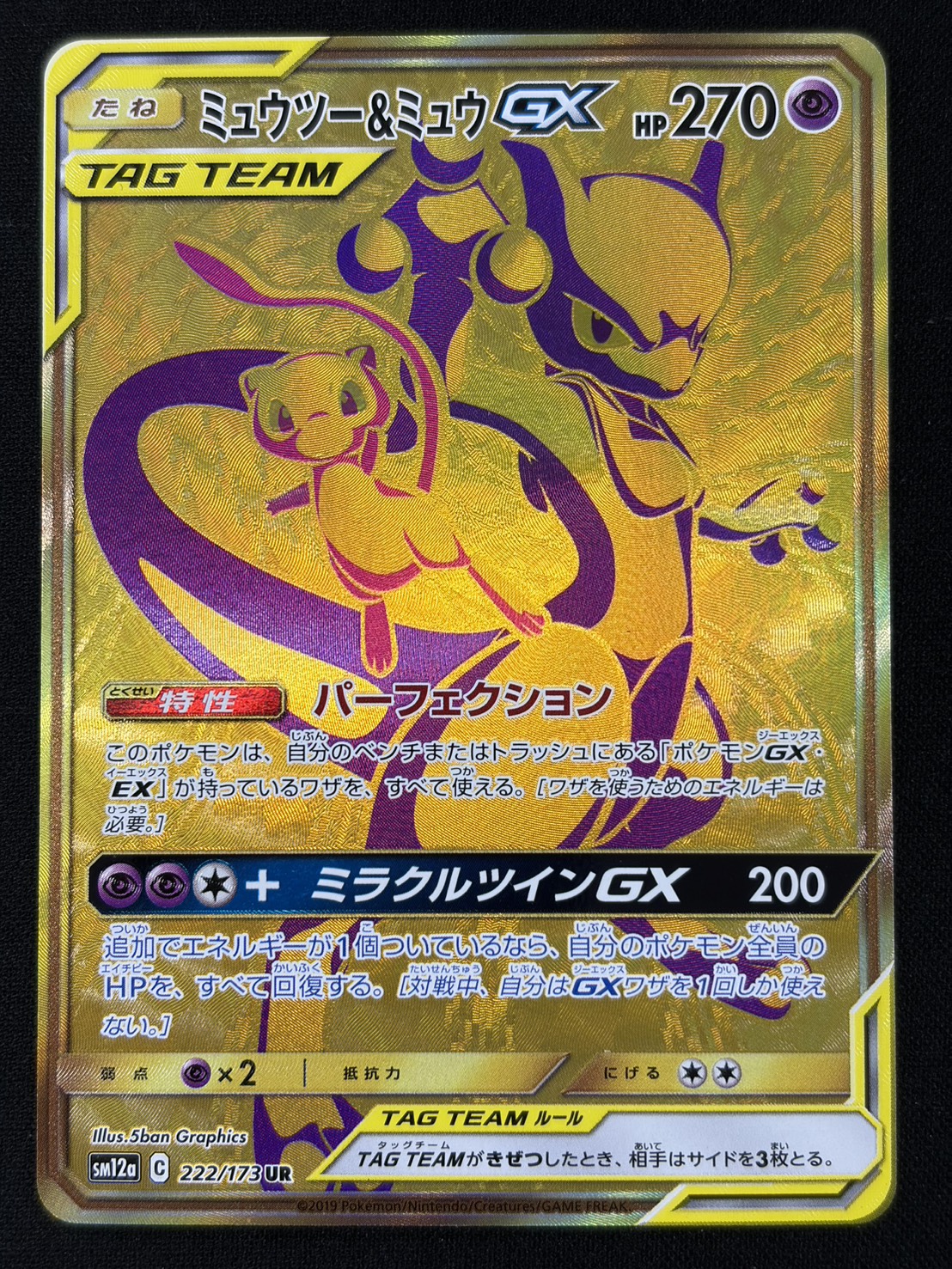 【状態B】ミュウツー＆ミュウGX(222/173)[UR]【sm12a】